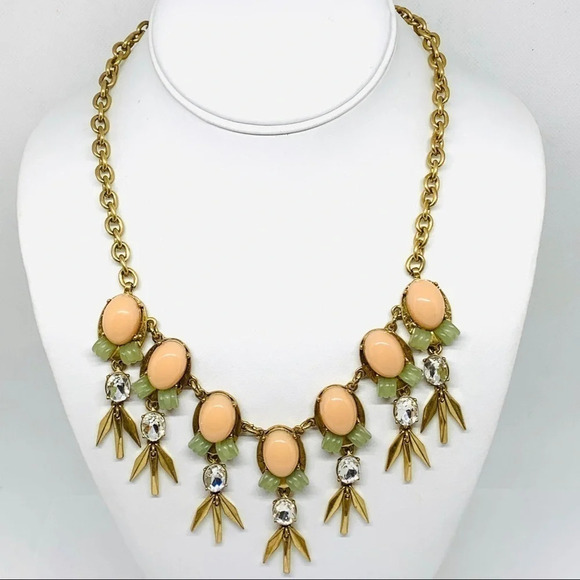 J. Crew Peach Cabachon Dangle Necklace - Picture 1 of 3